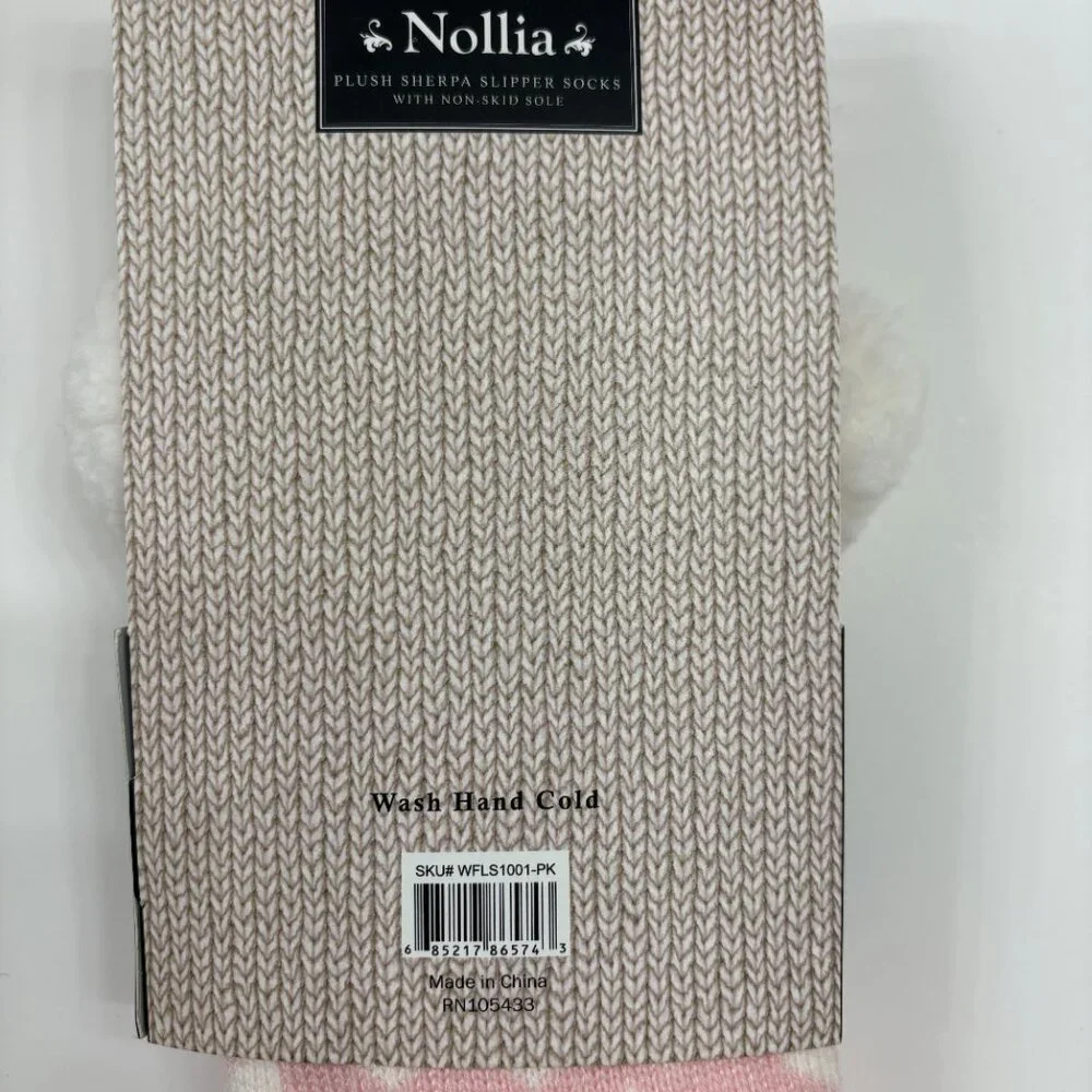 Sherpa Socks - Heavy Non-Skid- Pink & White - Women's- OS- NWT
